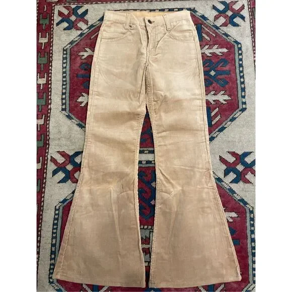 NWT NOS Levi’s Corduroy Big Bell Bottom Pants 80s 784-1523 Tan 25 X 29 Flared